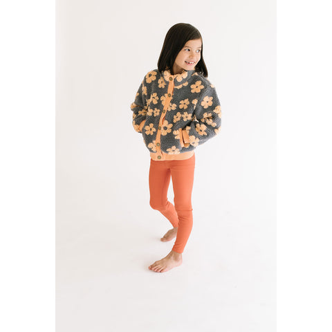 Flower Power Fleece Jacket in Melon