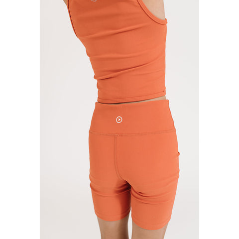 Ribbed Cycle Shorts in Persimmon
