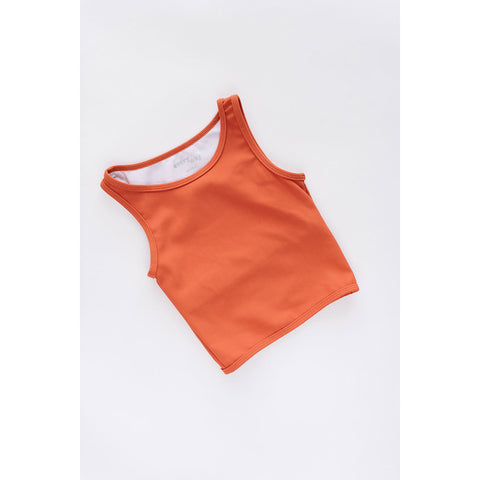 Ribbed Longline Crop in Persimmon