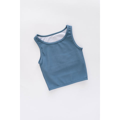 Ribbed Longline Crop in Cornflower