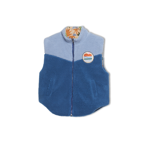 reversible fleece vest in river