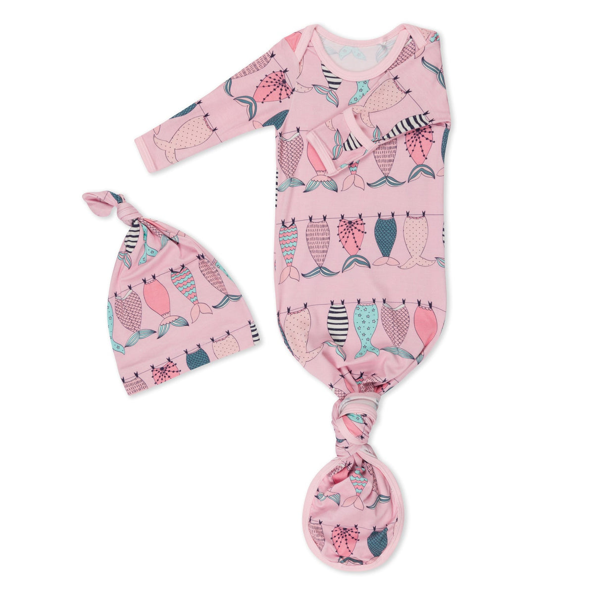 Mermaid Tails Knot Gown &amp; Hat in Pink