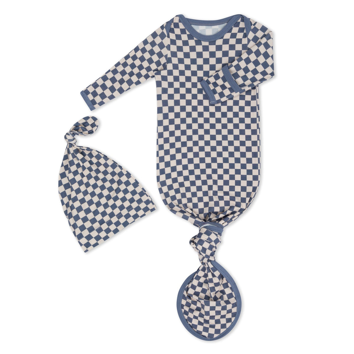 Checkers in Blue Knot Gown &amp; Hat