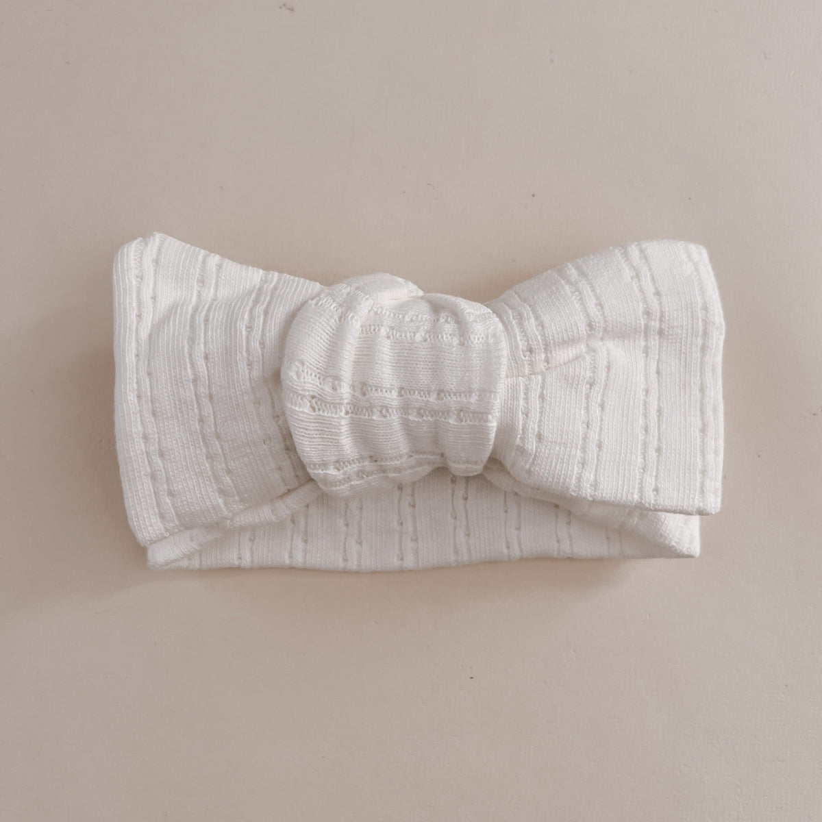Luna + Luca Pointelle Bow Headband - White