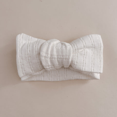 Luna + Luca Pointelle Bow Headband - White