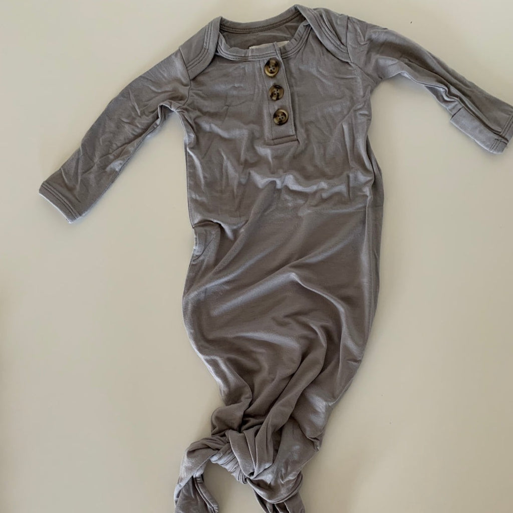newborn gown in grey