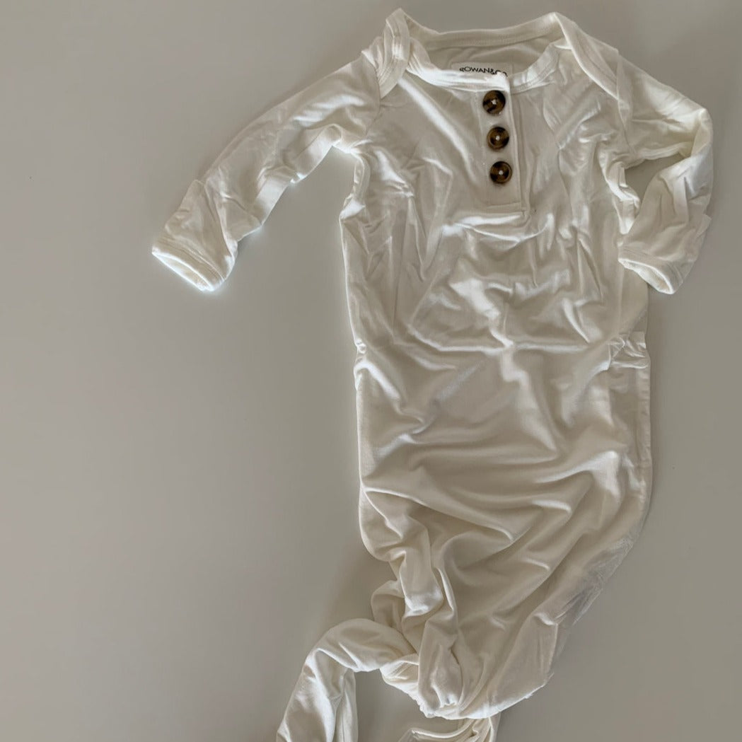 newborn gown in off white