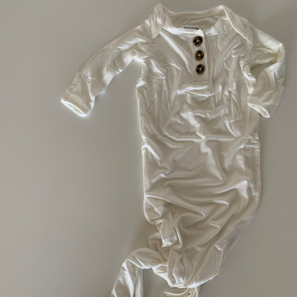 newborn gown in off white
