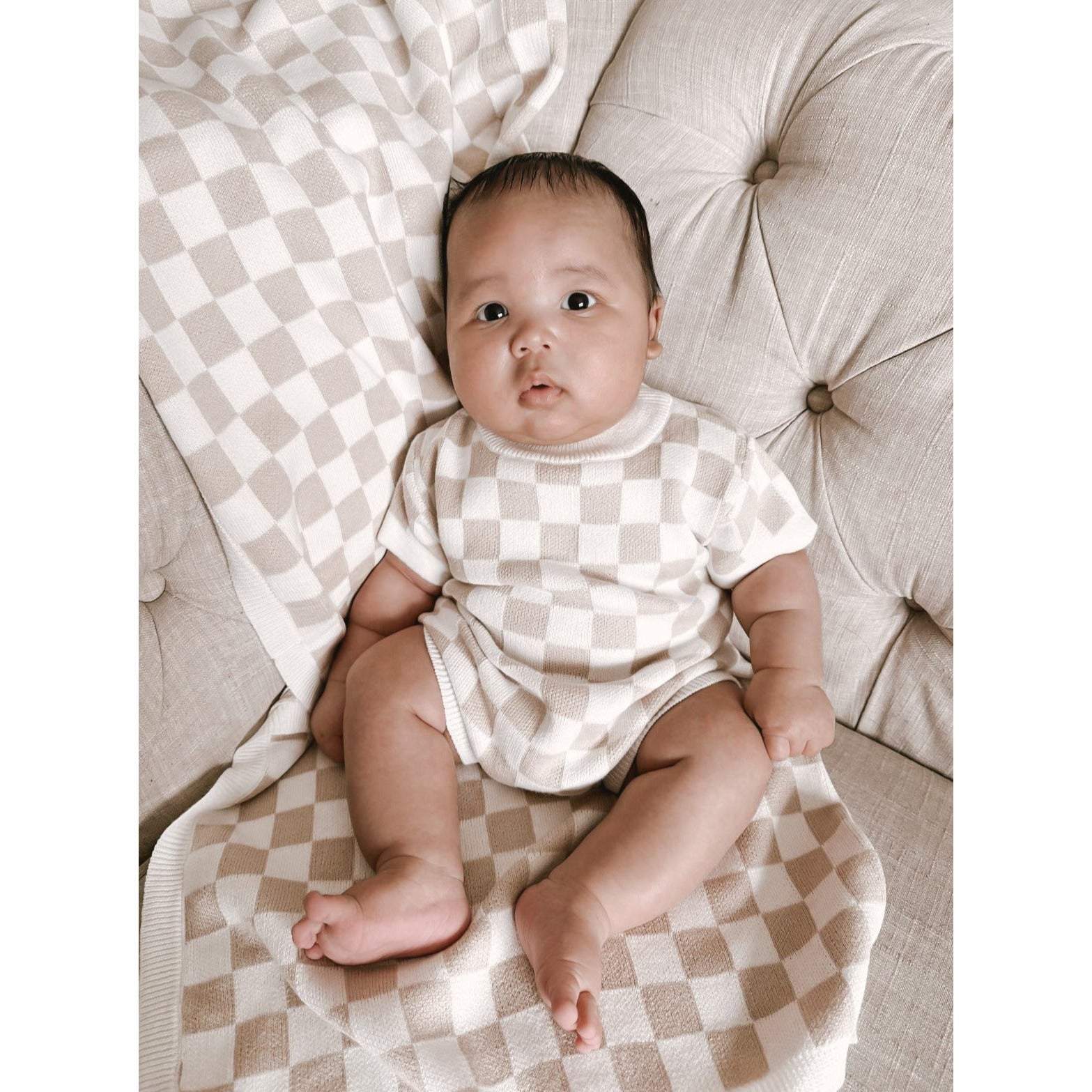 Luna + Luca Checkered Romper