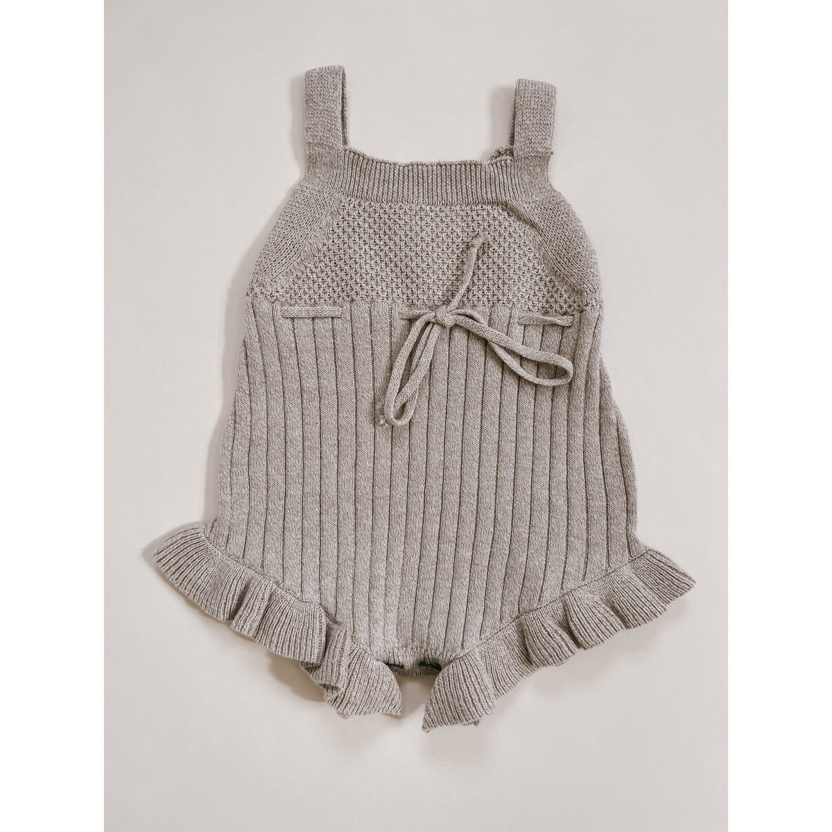 Luna + Luca Sleeveless Ruffle Romper - Heather Beige