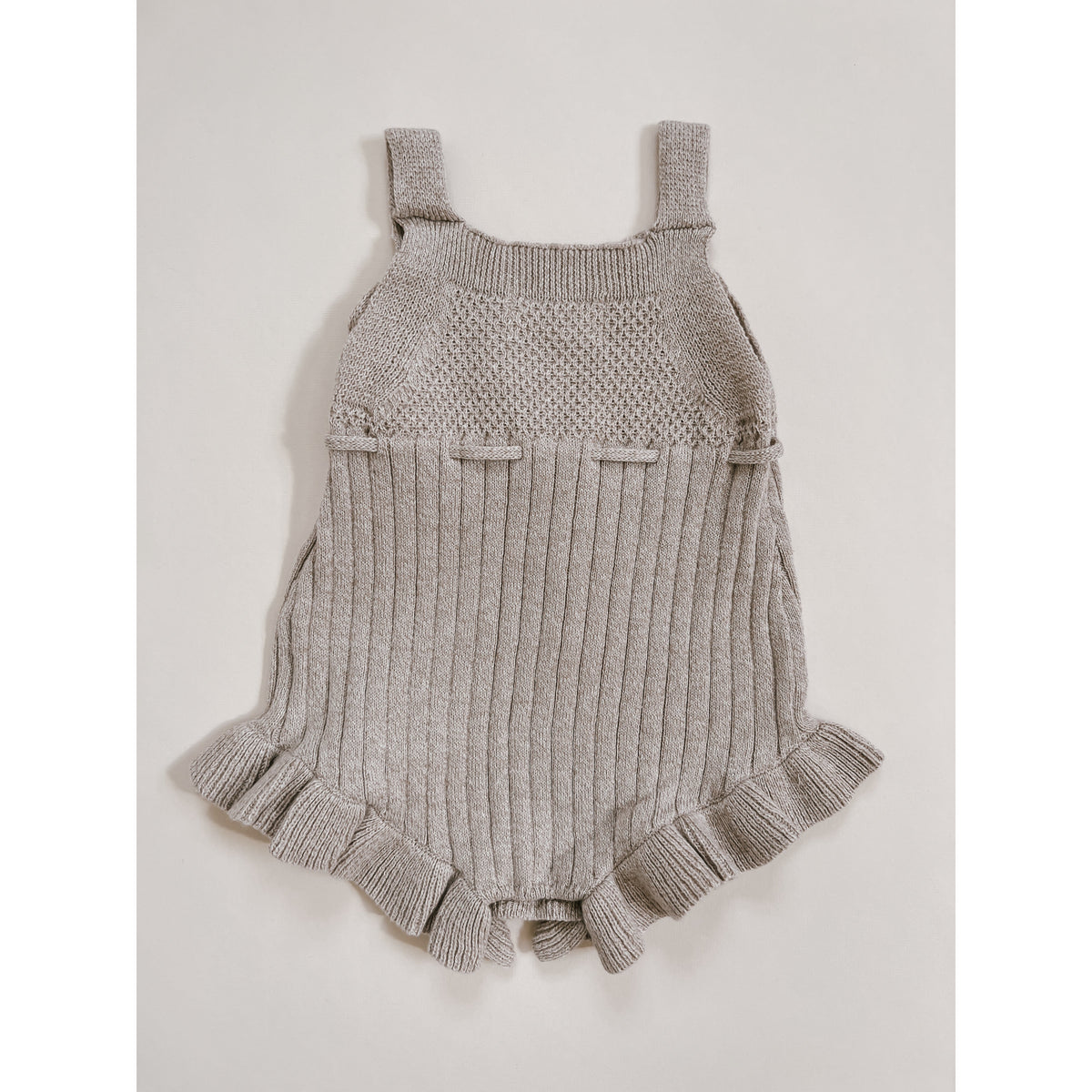 Luna + Luca Sleeveless Ruffle Romper - Heather Beige