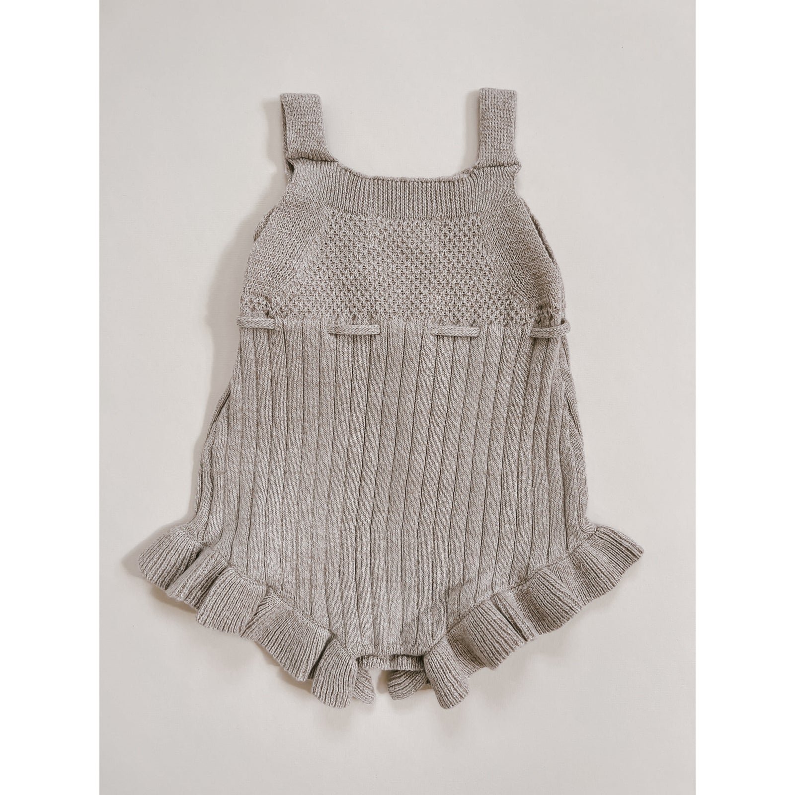 Luna + Luca Sleeveless Ruffle Romper - Heather Beige