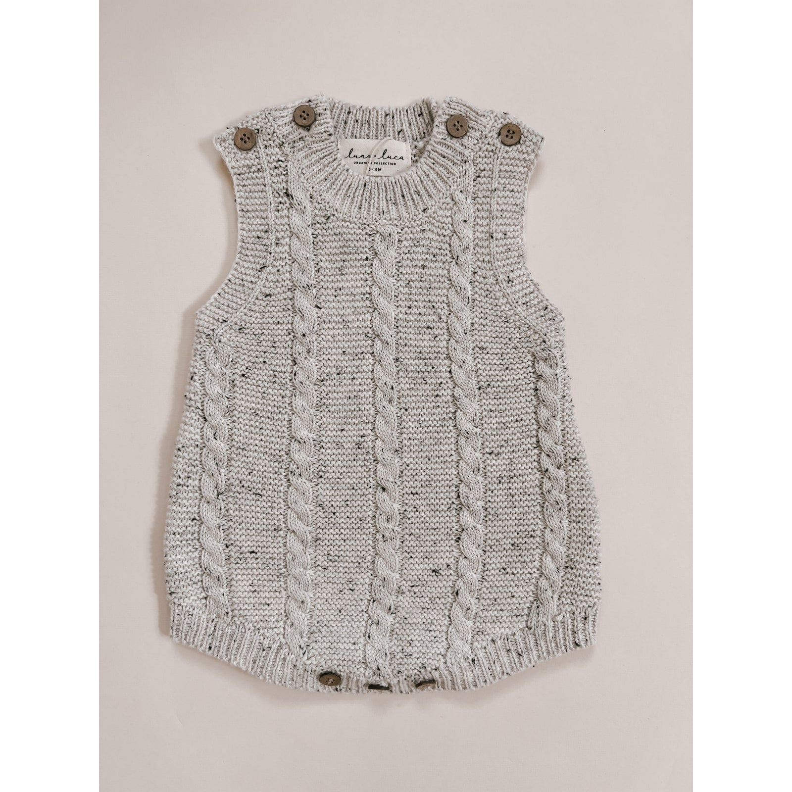 Luna + Luca Cable Knit Summer Romper - Black Speckle