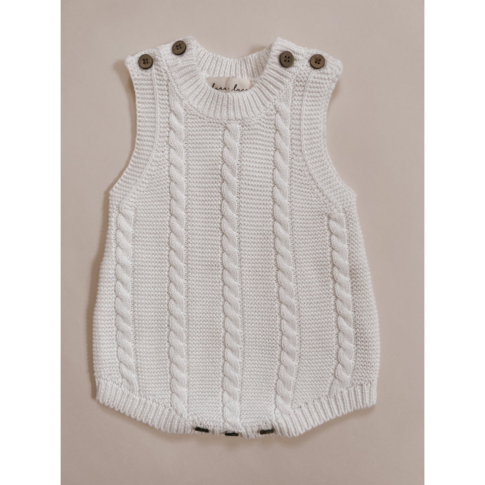 Luna + Luca Cable Knit Summer Romper - White