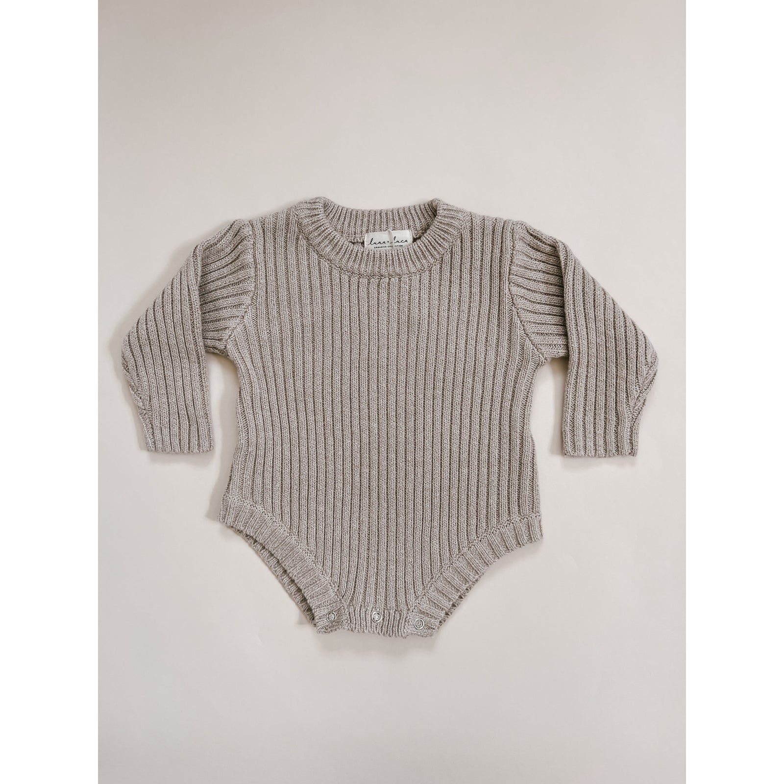 Luna + Luca Chunky Rib Romper - Heather Beige