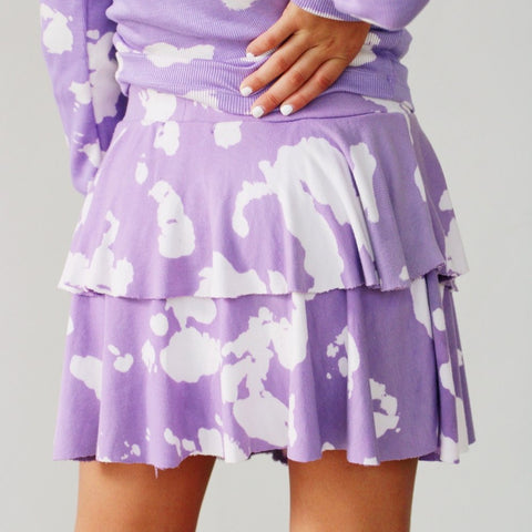 PREORDER ribbed bleach rouched skirt in purple