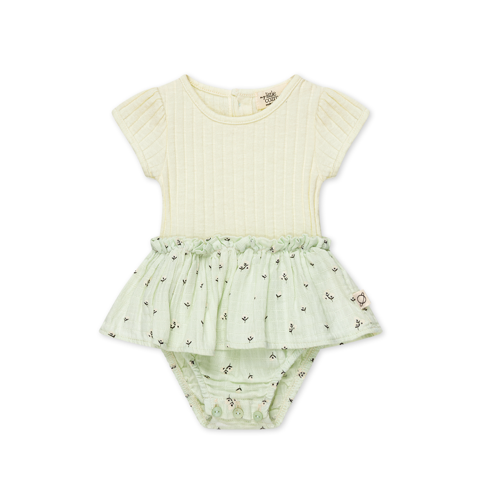 lila floral muslin romper