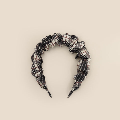 gathered headband | tartan plaid