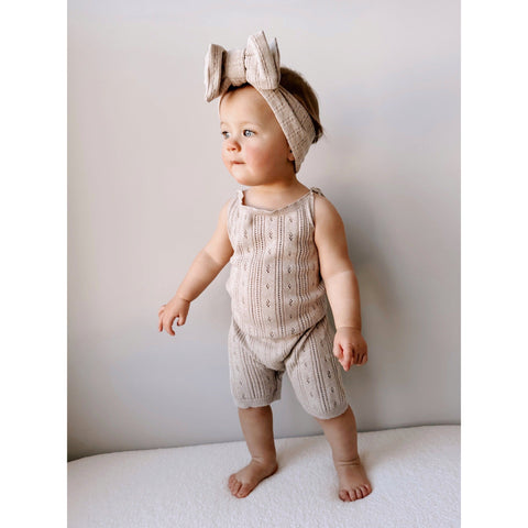 Luna + Luca Pointelle Romper - Heather Beige