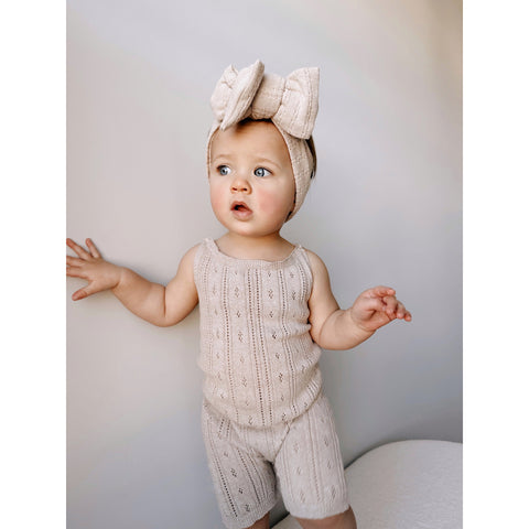 Luna + Luca Pointelle Romper - Heather Beige