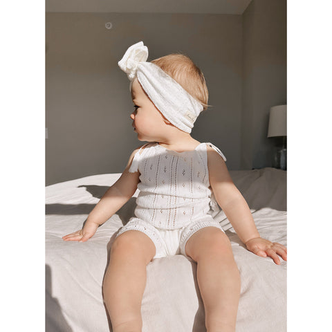 Luna + Luca Pointelle Romper - White