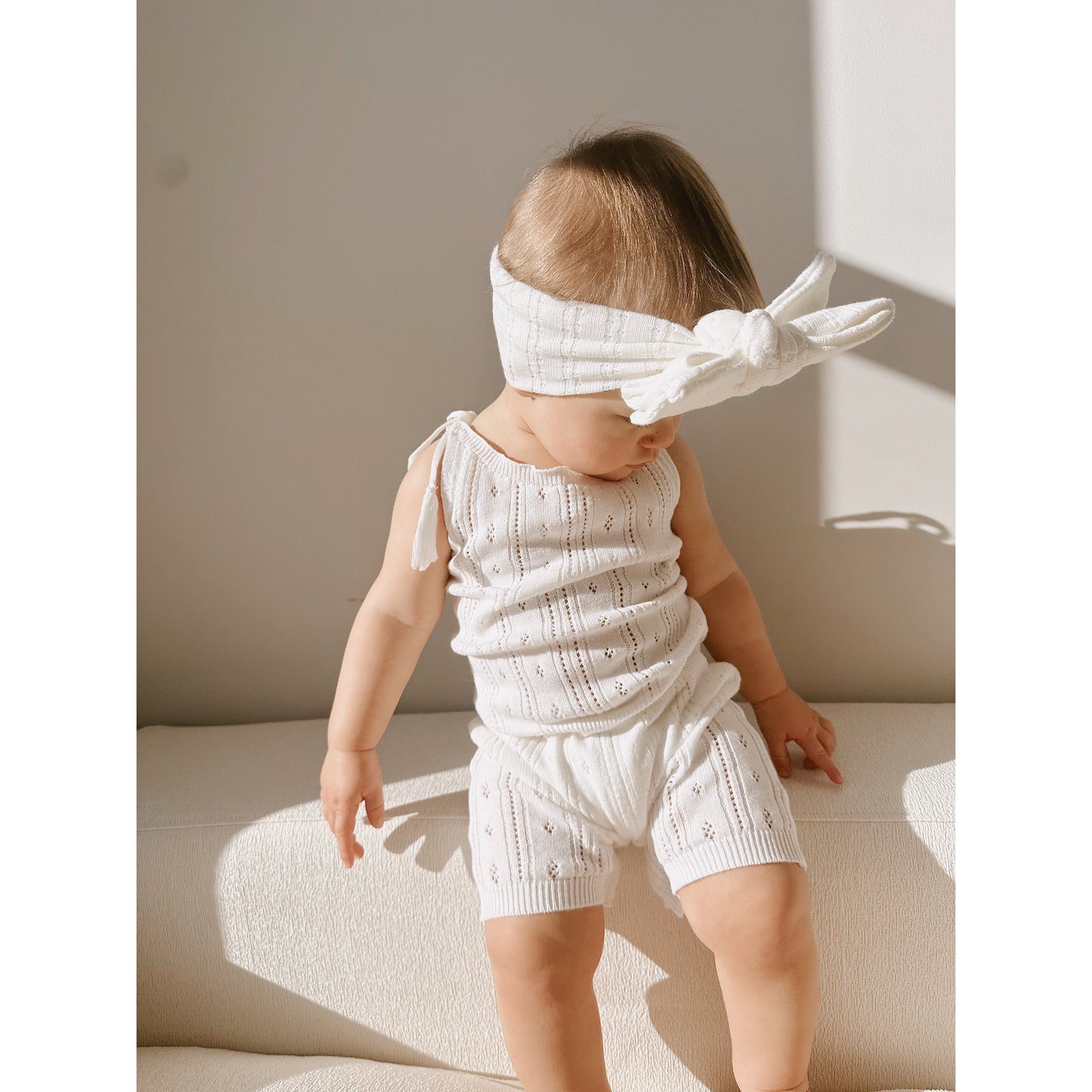 Luna + Luca Pointelle Romper - White