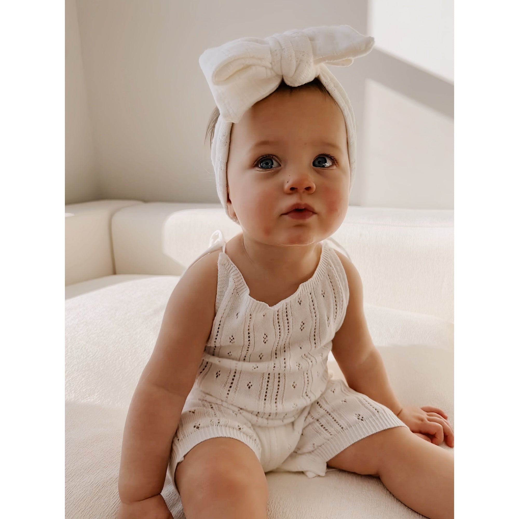 Luna + Luca Pointelle Romper - White