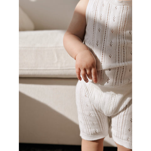 Luna + Luca Pointelle Romper - White