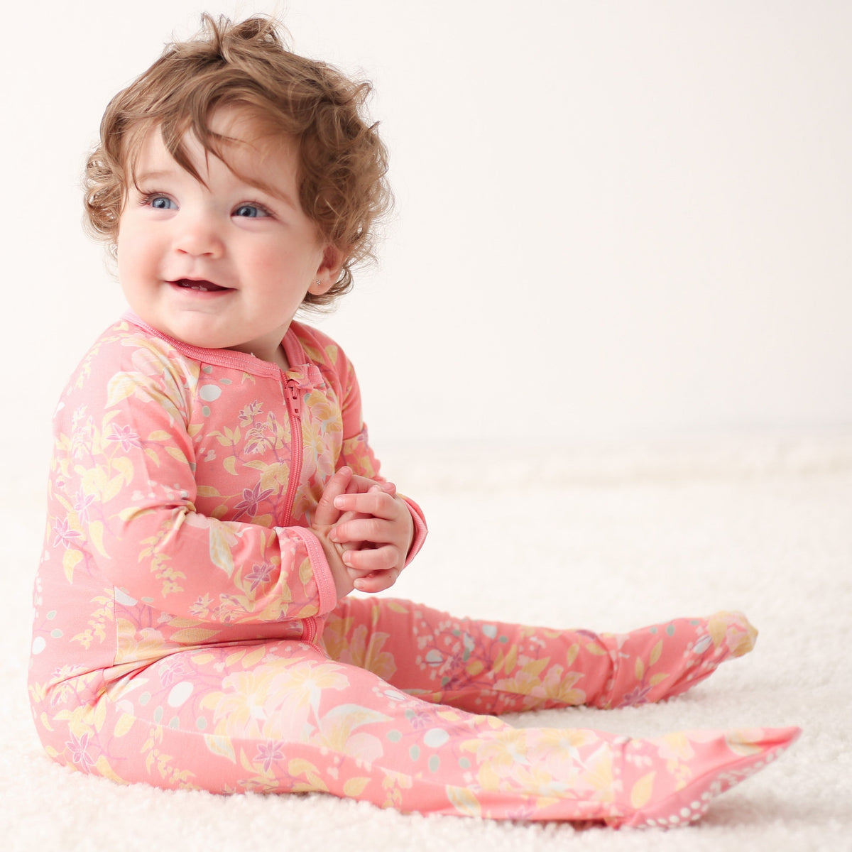 Summer Florals Pink Footie