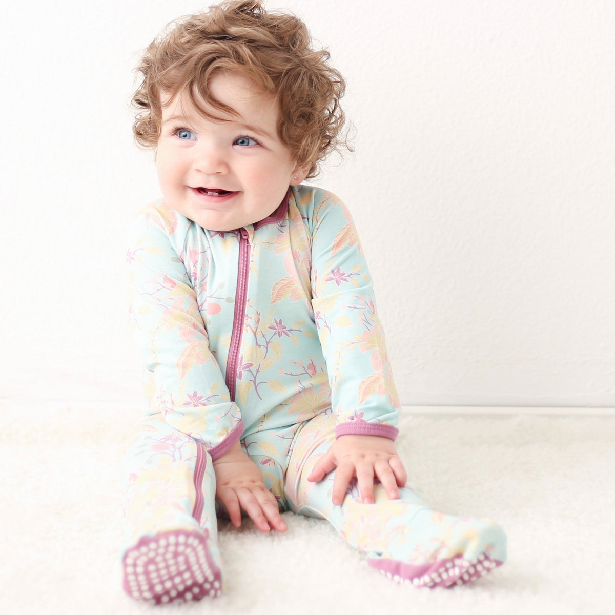 Summer Florals Aqua Footie
