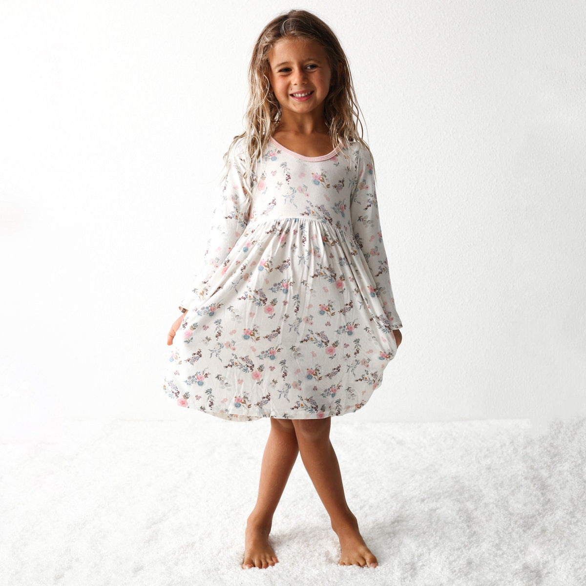Fall Florals Cream Dress