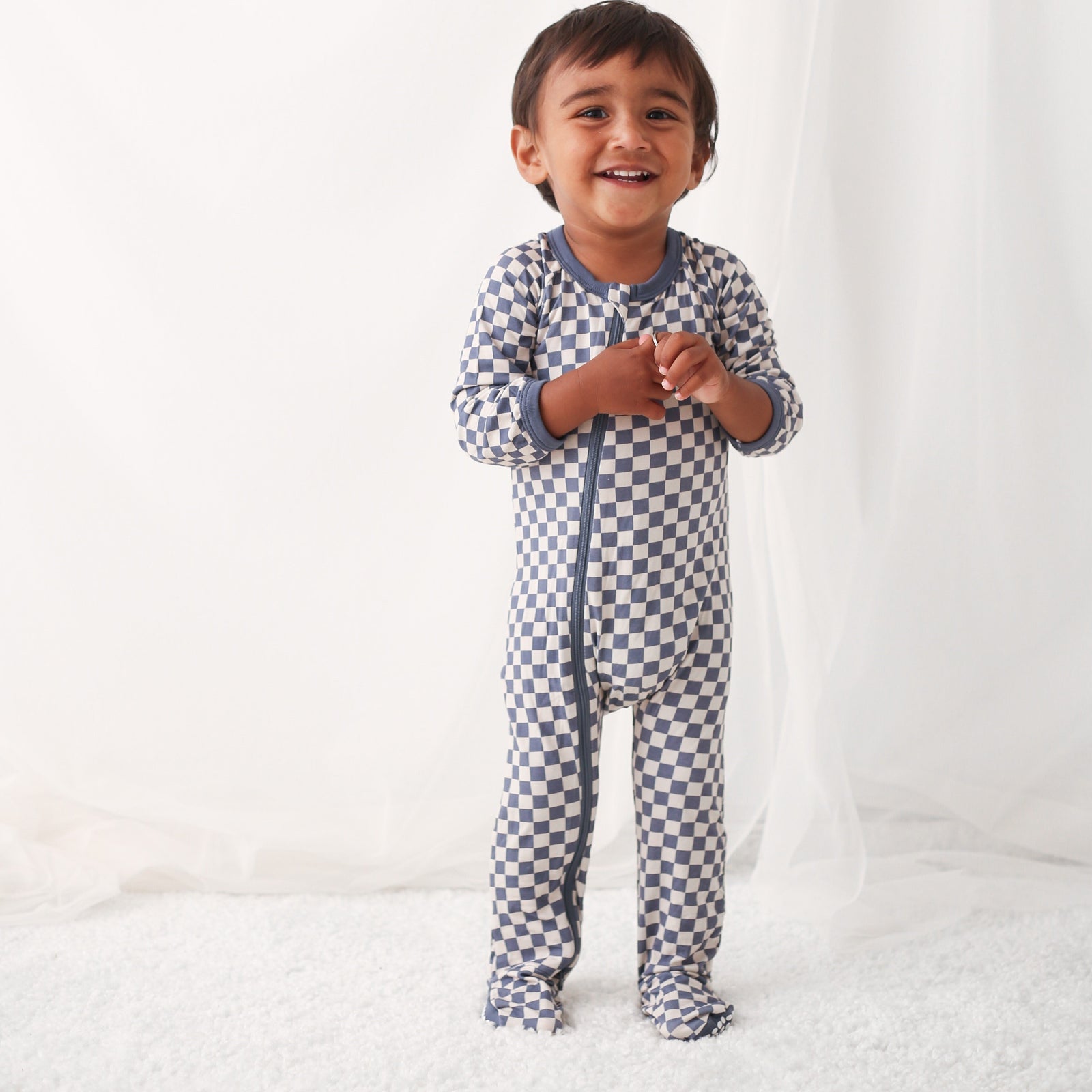 Checkers in Blue Footie