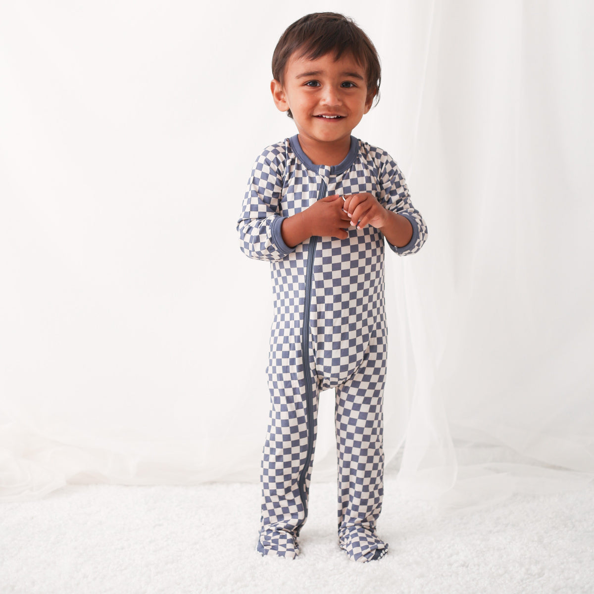 Checkers in Blue Footie
