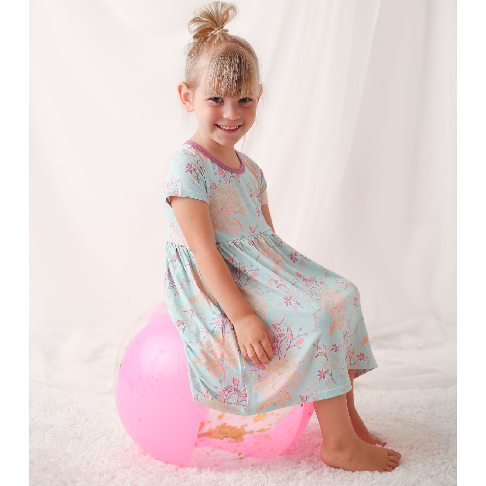 Summer Florals Aqua Dress