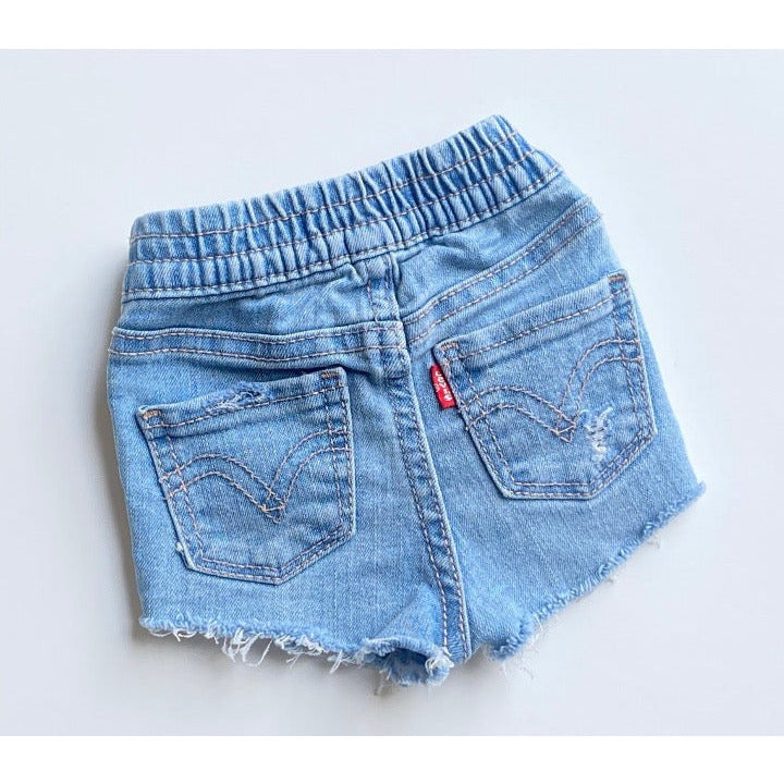 vintage levi's light wash upcycled denim cut-offs | size 0 - 3 months