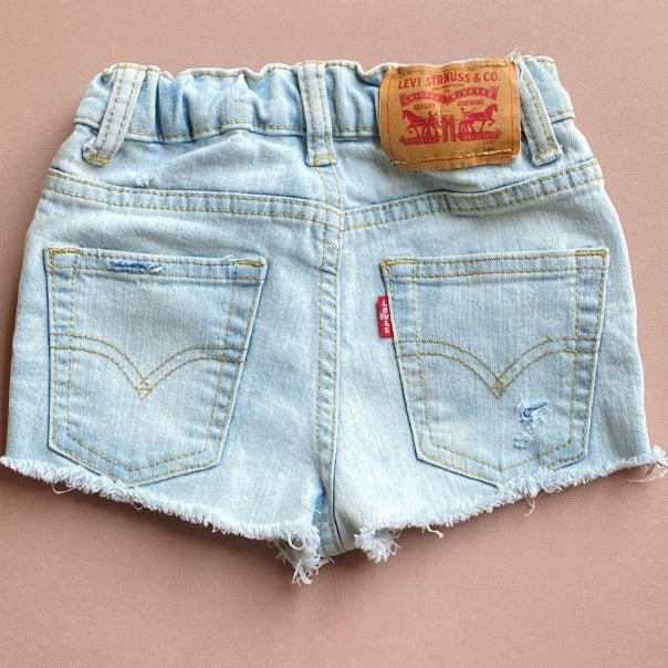 vintage levi's light wash upcycled denim cut-offs | size 5