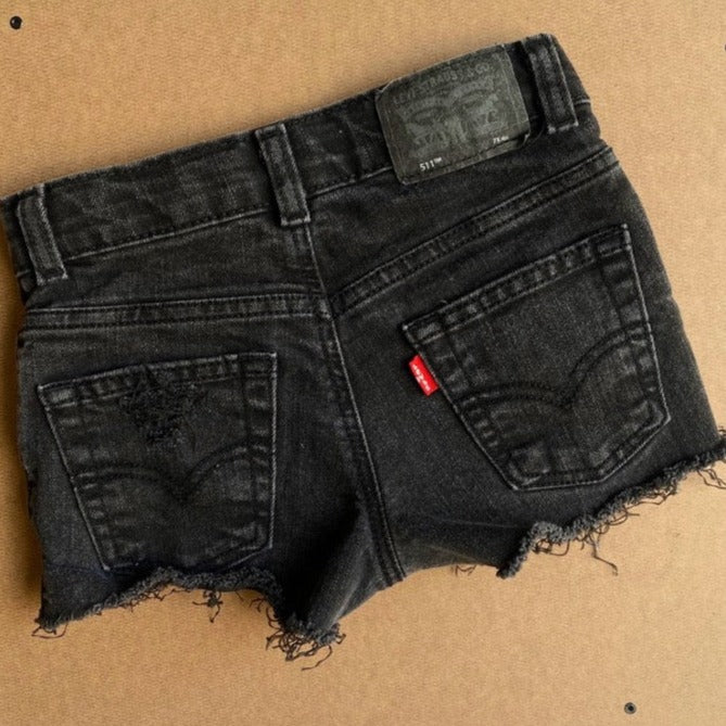 vintage levi's black upcycled denim cut-offs