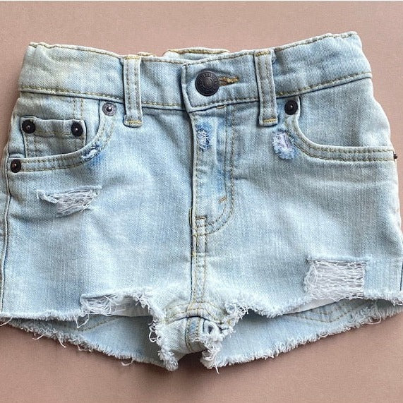 vintage levi's light wash upcycled denim cut-offs | size 5