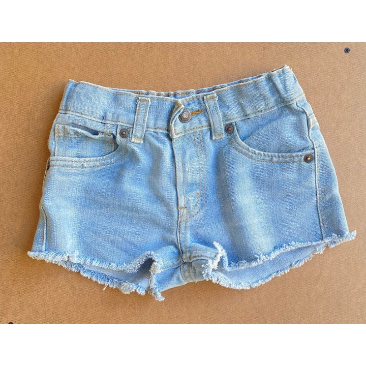 vintage levi's light wash upcycled denim cut-offs | size 7/8T