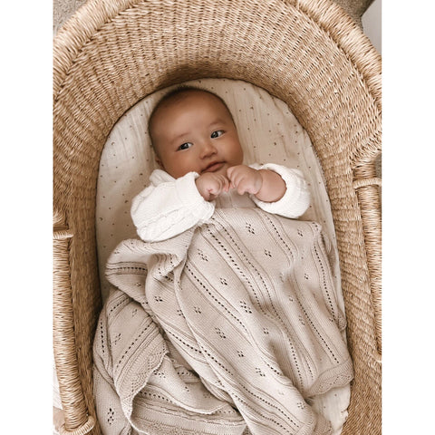 Pointelle Baby Blanket - Beige