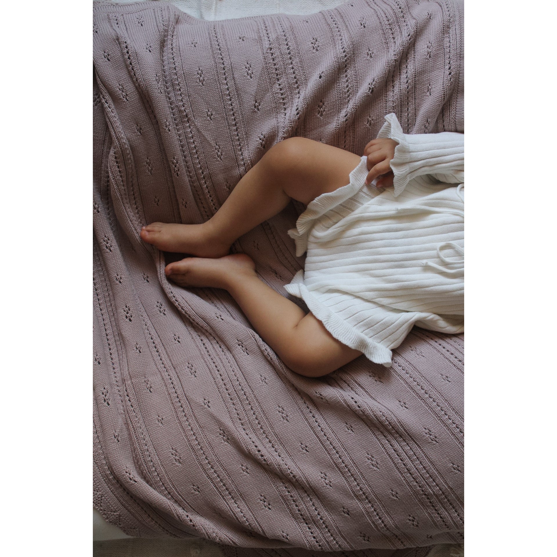 Pointelle Baby Blanket - Dusty Petal