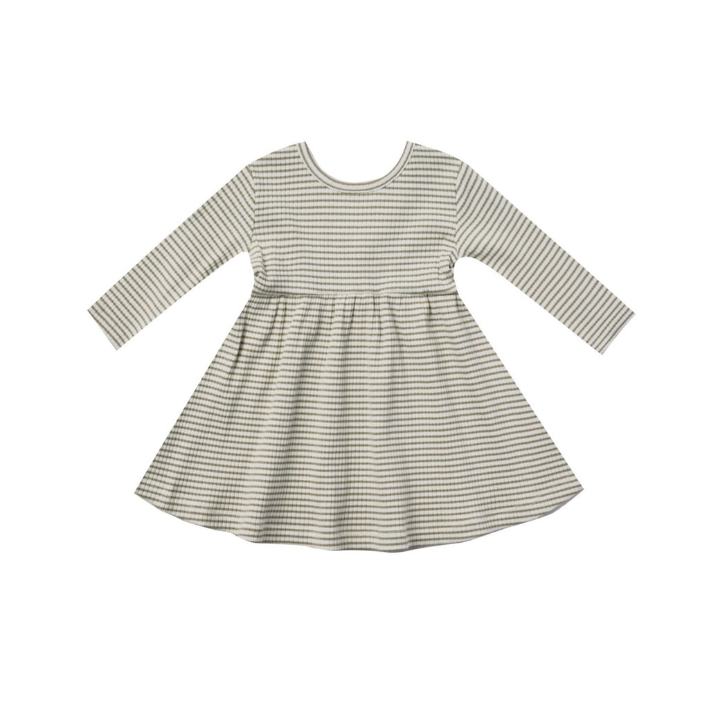 ribbed long sleeve dress | fern stripe