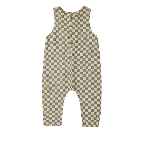 button jumpsuit | olive check