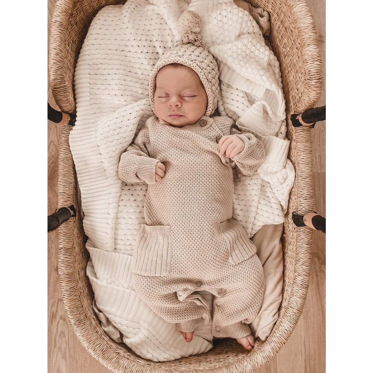Rib Pocket Jumpsuit - Beige