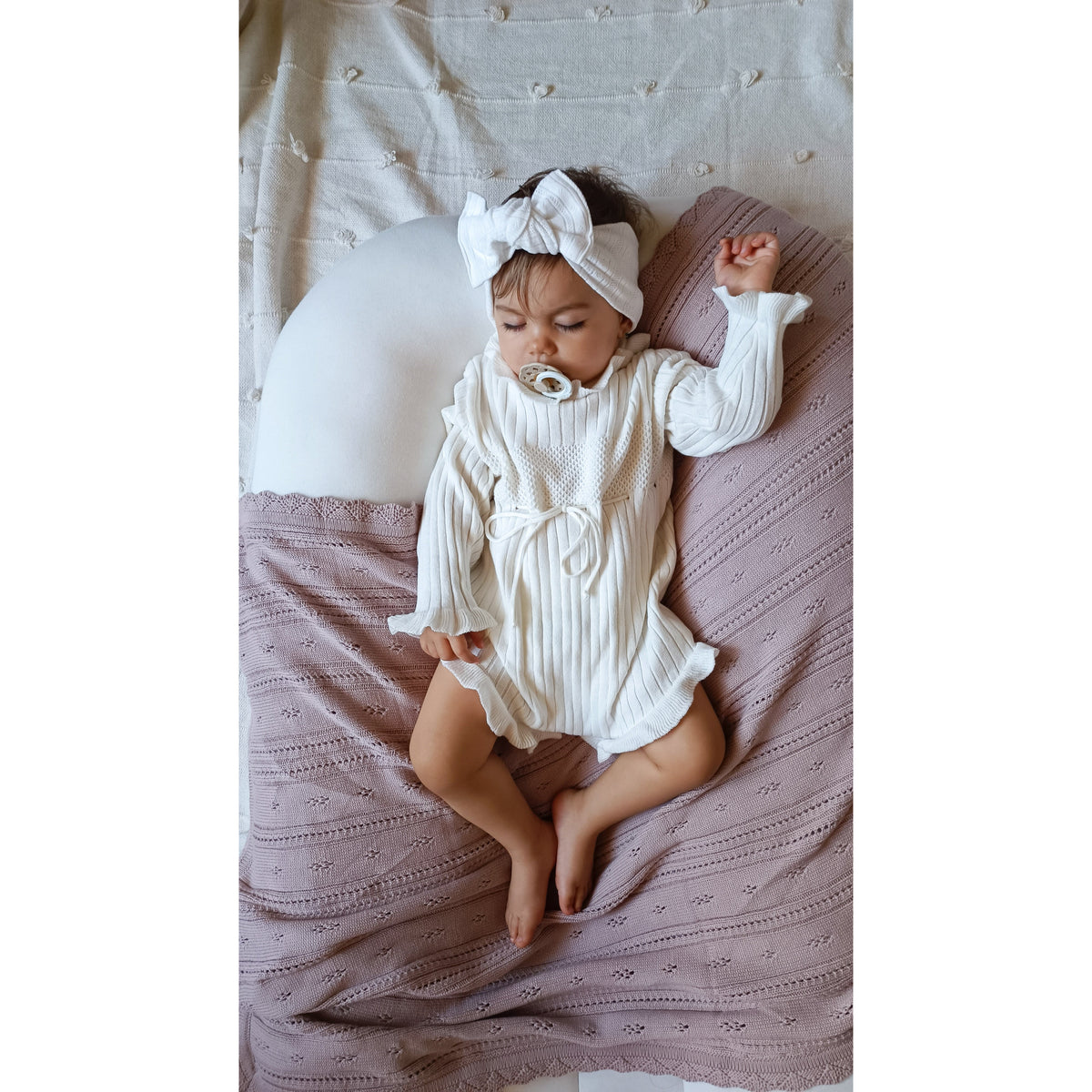 Pointelle Baby Blanket - Dusty Petal