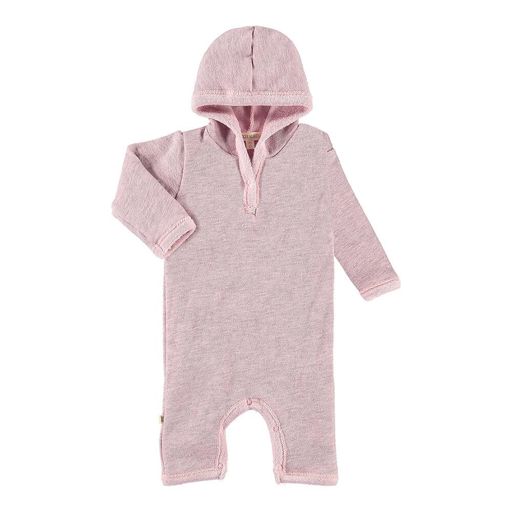 Baby Hoodie Heathered Loop Terry Romper-Peace & Love