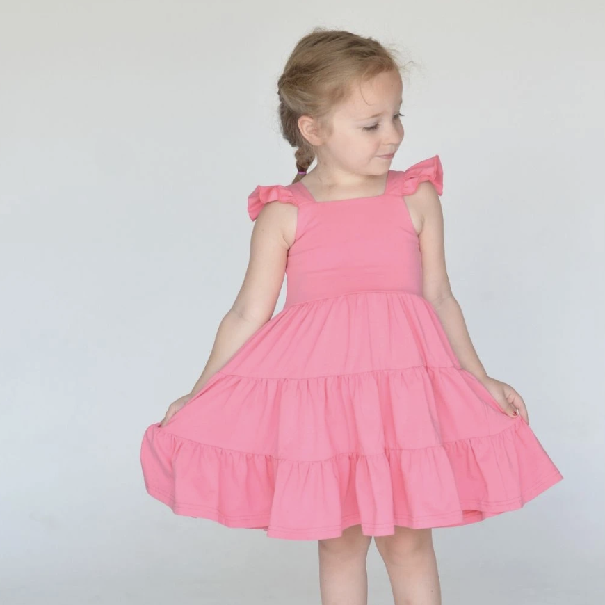 olliejay bubblegum tiered ruffle dress