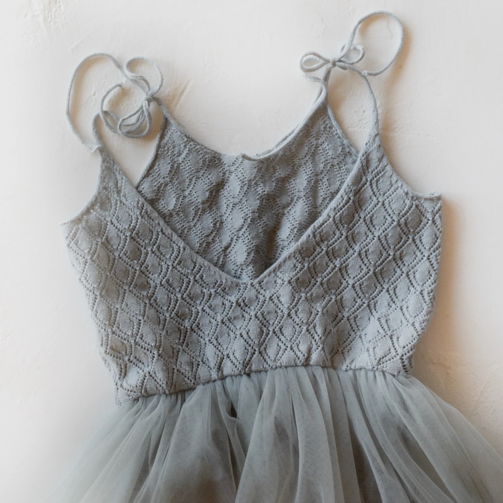 raised by water elle dress in pale blue