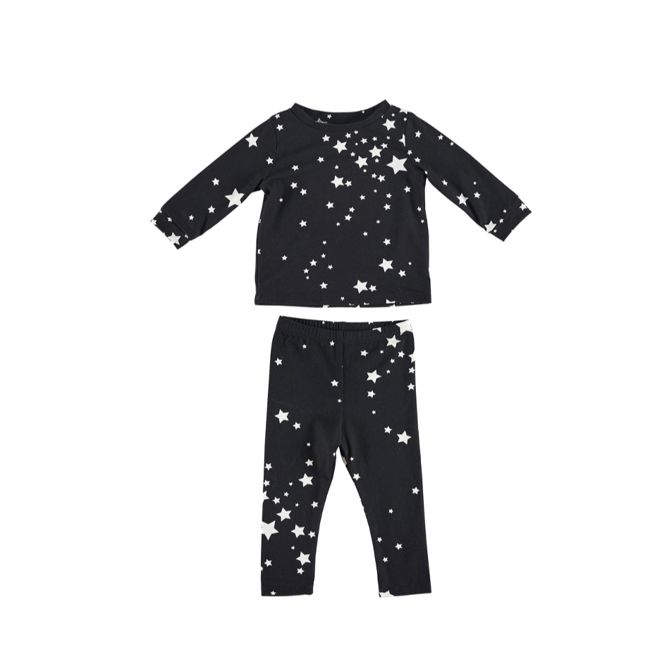 mini pj set in black stars