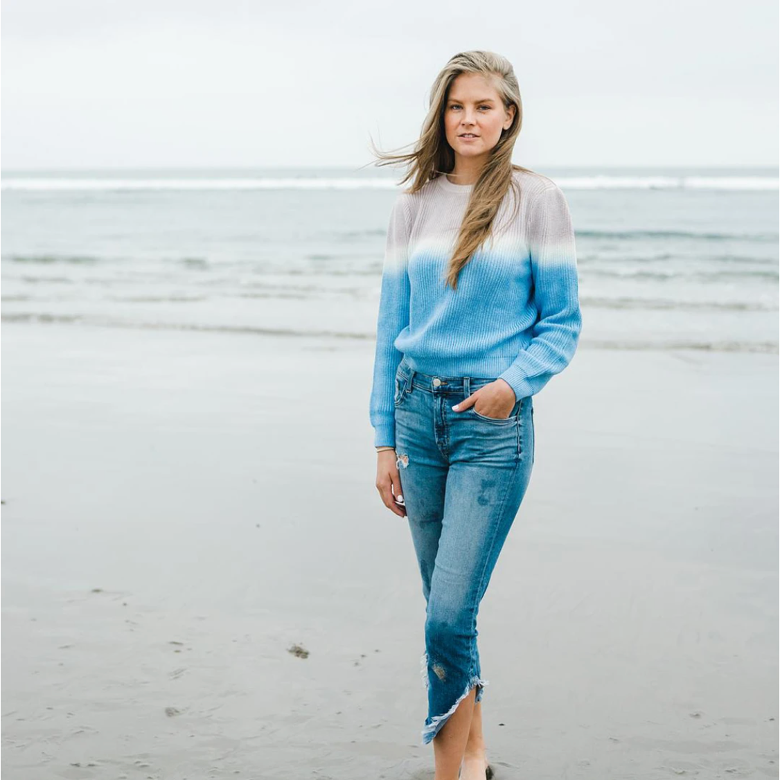 women's pacific blue oversize sweater